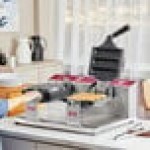 Estella WBMX2A Double Belgian Waffle Maker with Waffle on a Stick Plate - 120V, 1,820W