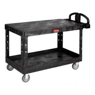 Rubbermaid® FG454500BLA Black Large Flat Two Flat Shelf Utility Cart with Ergonomic Handle Rubbermaid® FG454500BLA Black Large Flat Two Flat Shelf Utility Cart with Ergonomic Handle