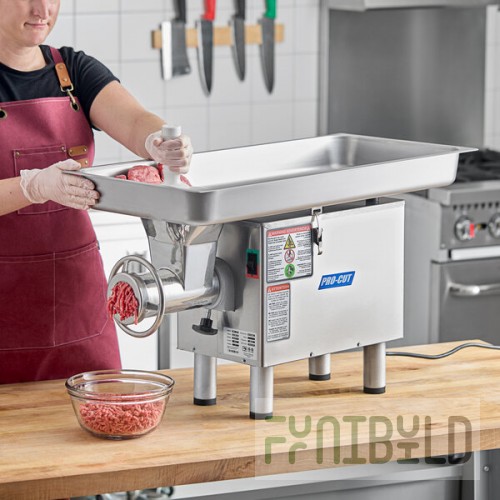 ProCut KG-22-W-SS #22 Stainless Steel Electric Meat Grinder with Safe Guard - 110V, 1 hp