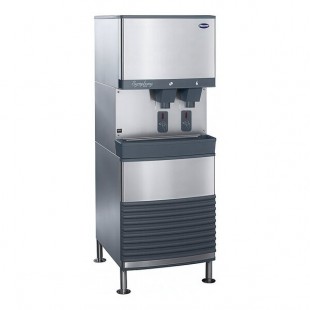 Follett 110FB414W-S Symphony Plus 110 Series Water Cooled Chewblet Freestanding Ice Maker and Water Dispenser with 90 lb. Storage and SensorSAFE - 115V, 380 lb.
