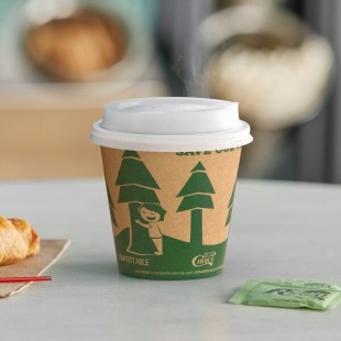 EcoChoice 8 oz. Kraft Tree Print Hot Cup and Lid - 100/Case EcoChoice 8 oz. Kraft Tree Print Hot Cup and Lid - 100/Case