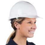 Cordova Duo Safety White Cap Style Hard Hat with 4-Point Ratchet Suspension