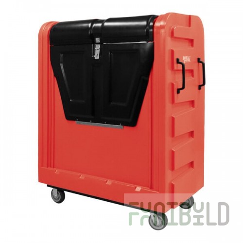 Royal Basket Trucks 48 Cu. Ft. Red Security Poly Truck with Steel Base and 2 Rigid / 2 Swivel Casters R48-RDX-BSC-6UNN