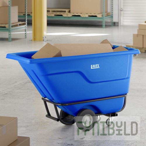 Lavex 0.5 Cubic Yard Blue Heavy-Duty Tilt Truck / Trash Cart (850 lb. Capacity)
