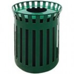 Wausau Tile MF3299 30 Gallon Short Flat Steel Round Trash Can with Aluminum Funnel Lid and Rain Hood Wausau Tile MF3299 30 Gallon Short Flat Steel Round Trash Can with Aluminum Funnel Lid and Rain Hood