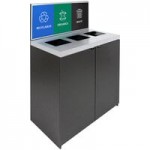 Busch Systems Sessanta 208348 64 Gallon Composite Two-Stream Decorative Recyclables / Waste Receptacle with Signage