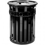 Witt Industries M3600-R-FT-BK Oakley Decorative 36 Gallon Black Steel Round Outdoor Decorative Trash Can with Flat Top Lid Witt Industries M3600-R-FT-BK Oakley Decorative 36 Gallon Black Steel Round Outdoor Decorative Trash Can with Flat Top Lid