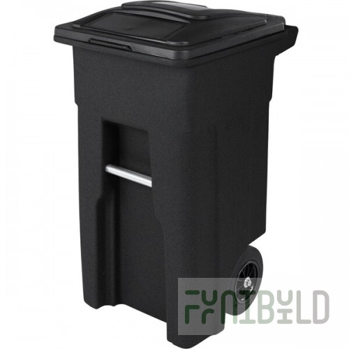 Toter ANA32-10767 32 Gallon Blackstone Rotational Molded Wheeled Rectangular Trash Can with Lid