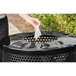 Lancaster Table & Seating 32 Gallon Heavy-Duty Round Black Steel Perforated Outdoor Trash Can with Flat Lid