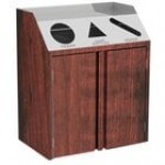 Lakeside 4415G Stainless Steel Rectangular Refuse / Recycle / Paper Station with Front Access and Green Laminate Finish - 37 1/2