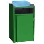 Lakeside 4415G Stainless Steel Rectangular Refuse / Recycle / Paper Station with Front Access and Green Laminate Finish - 37 1/2