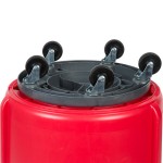 Rubbermaid® BRUTE 55 Gallon Red Round Trash Can with Lid and Dolly