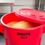 Rubbermaid® BRUTE 55 Gallon Red Round Trash Can with Lid and Dolly