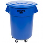 Rubbermaid® BRUTE 55 Gallon Red Round Trash Can with Lid and Dolly