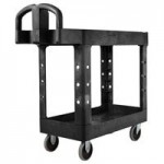 Rubbermaid® BRUTE 55 Gallon Red Round Trash Can with Lid and Dolly