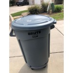 Rubbermaid® BRUTE 55 Gallon Red Round Trash Can with Lid and Dolly