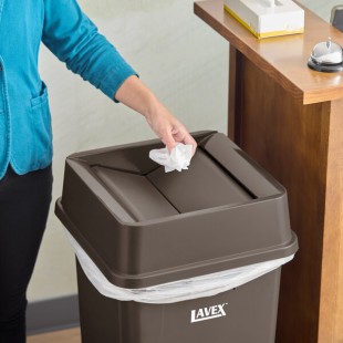 Lavex 19 / 23 Gallon Brown Square Trash Can Drop Shot Lid