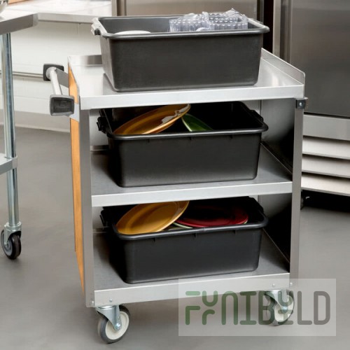Lakeside 822LM 3 Shelf Heavy Duty Stainless Steel Utility Cart with Enclosed Base and Light Maple Finish - 19 1/2