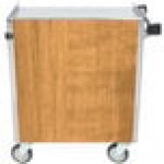 Lakeside 822LM 3 Shelf Heavy Duty Stainless Steel Utility Cart with Enclosed Base and Light Maple Finish - 19 1/2