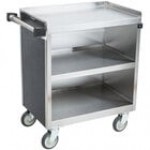 Lakeside 822LM 3 Shelf Heavy Duty Stainless Steel Utility Cart with Enclosed Base and Light Maple Finish - 19 1/2