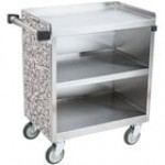 Lakeside 822LM 3 Shelf Heavy Duty Stainless Steel Utility Cart with Enclosed Base and Light Maple Finish - 19 1/2