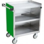 Lakeside 822LM 3 Shelf Heavy Duty Stainless Steel Utility Cart with Enclosed Base and Light Maple Finish - 19 1/2