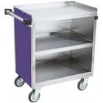 Lakeside 822LM 3 Shelf Heavy Duty Stainless Steel Utility Cart with Enclosed Base and Light Maple Finish - 19 1/2