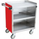 Lakeside 822LM 3 Shelf Heavy Duty Stainless Steel Utility Cart with Enclosed Base and Light Maple Finish - 19 1/2