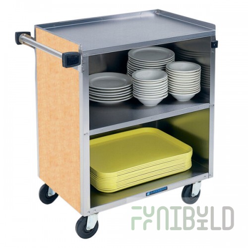 Lakeside 622HRM 3 Shelf Medium Duty Stainless Steel Utility Cart with Enclosed Base and Hard Rock Maple Finish - 19
