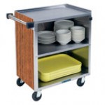 Lakeside 622HRM 3 Shelf Medium Duty Stainless Steel Utility Cart with Enclosed Base and Hard Rock Maple Finish - 19