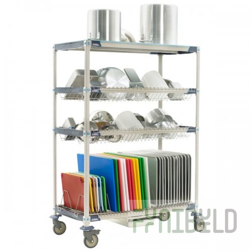 Metro PR48VX3-XDR MetroMax i Mobile Four Tier Bulk Tray Drying Rack with Drip Tray - 24