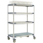 Metro PR48VX3-XDR MetroMax i Mobile Four Tier Bulk Tray Drying Rack with Drip Tray - 24 Metro PR48VX3-XDR MetroMax i Mobile Four Tier Bulk Tray Drying Rack with Drip Tray - 24
