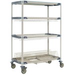 Metro PR48VX3-XDR MetroMax i Mobile Four Tier Bulk Tray Drying Rack with Drip Tray - 24 Metro PR48VX3-XDR MetroMax i Mobile Four Tier Bulk Tray Drying Rack with Drip Tray - 24