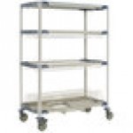 Metro PR48VX3-XDR MetroMax i Mobile Four Tier Bulk Tray Drying Rack with Drip Tray - 24 Metro PR48VX3-XDR MetroMax i Mobile Four Tier Bulk Tray Drying Rack with Drip Tray - 24