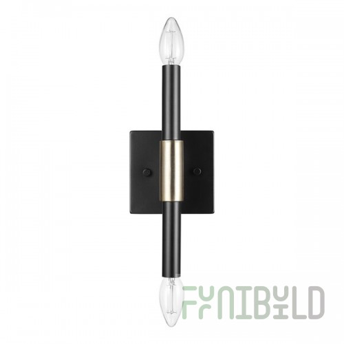 Globe 2-Light Minimalist Matte Black / Antique Brass Wall Sconce - 120V, 40W