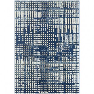 Abani Casa Collection 4' x 6' Cream / Navy Contemporary Abstract Area Rug