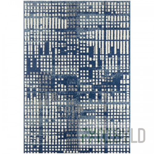 Abani Casa Collection 4' x 6' Cream / Navy Contemporary Abstract Area Rug