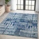 Abani Casa Collection 4' x 6' Cream / Navy Contemporary Abstract Area Rug Abani Casa Collection 4' x 6' Cream / Navy Contemporary Abstract Area Rug