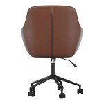 Martha Stewart Rayana Saddle Brown Faux Leather Swivel Office Chair with Oil-Rubbed Bronze Finish