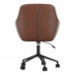 Martha Stewart Rayana Saddle Brown Faux Leather Swivel Office Chair with Oil-Rubbed Bronze Finish