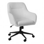 Martha Stewart Rayana Saddle Brown Faux Leather Swivel Office Chair with Oil-Rubbed Bronze Finish