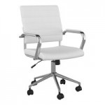 Martha Stewart Rayana Saddle Brown Faux Leather Swivel Office Chair with Oil-Rubbed Bronze Finish