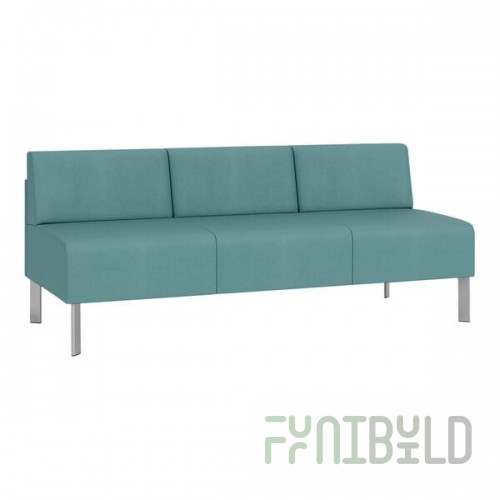 Lesro Luxe Lounge Series Patriot Plus Sea Vinyl 3-Seat Sofa with Steel Legs