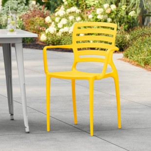 Lancaster Table & Seating Sol Sunshine Yellow Resin Arm Chair Lancaster Table & Seating Sol Sunshine Yellow Resin Arm Chair