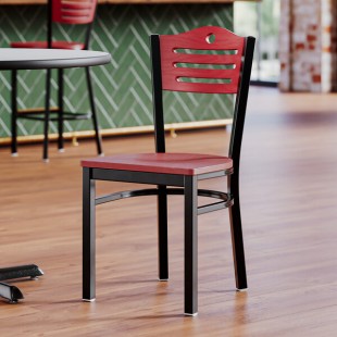 Lancaster Table & Seating Black Finish Side Chair with Mahogany Wood Seat and Back - Detached Seat Lancaster Table & Seating Black Finish Side Chair with Mahogany Wood Seat and Back - Detached Seat