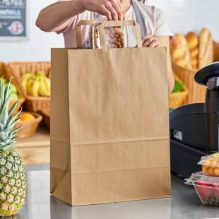 Choice 1/6 70 lb. Heavy-Duty Natural Kraft Paper Barrel Sack with Flat Handles - 300/Case Choice 1/6 70 lb. Heavy-Duty Natural Kraft Paper Barrel Sack with Flat Handles - 300/Case