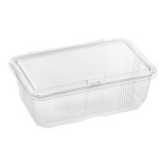 Inline Plastics Safe-T-Fresh 128 oz. Tamper-Resistant, Tamper-Evident Vented Rectangular Hinged Container with Flat Lid - 60/Case