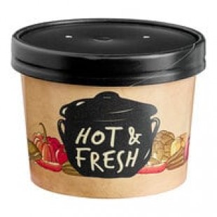 Huhtamaki 71850 Streetside Print 12 oz. Double Poly-Paper Soup / Hot Food Cup with Vented Paper Lid - 250/Case