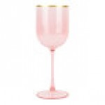 Posh Setting 12 oz. Round Pink Plastic Wine Goblet with Gold Rim - 60/Case Posh Setting 12 oz. Round Pink Plastic Wine Goblet with Gold Rim - 60/Case