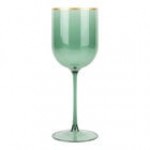 Posh Setting 12 oz. Round Pink Plastic Wine Goblet with Gold Rim - 60/Case Posh Setting 12 oz. Round Pink Plastic Wine Goblet with Gold Rim - 60/Case